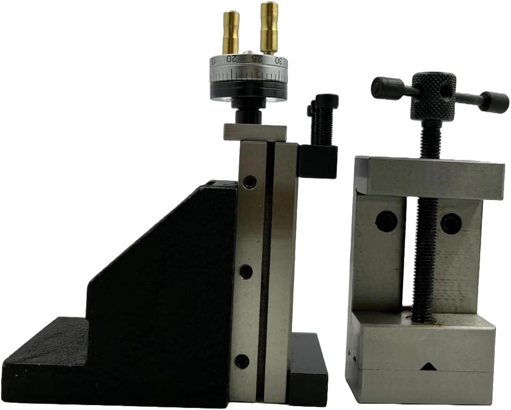 Assorts Tool Post Mini Vertical Slide – 4-Jaw Chuck or 50mm Steel Vise with Side Scale for Mini Lathe Metalworking(Combos of Tool Post MINI VS With scale)