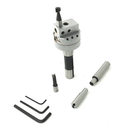 Boring Head Diameter 62 mm with 2 x Fly cutting tool holders & 2 x Carbide Brazed Tools II 1 Division: 0.01 mm (R8 Shank (7/16 UNF Drawbar))