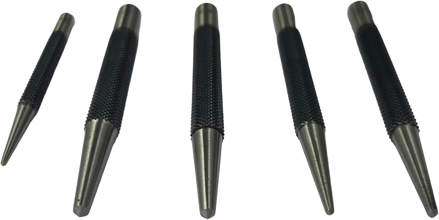 Set of 5 Round Head Center Punches for Metal and Woodworking – High-Quality Hand Tools