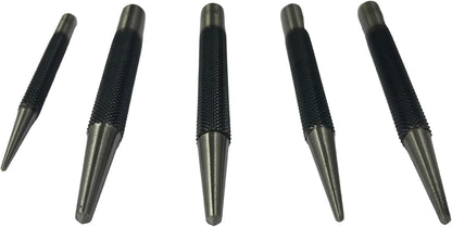 Set of 5 Round Head Center Punches for Metal and Woodworking – High-Quality Hand Tools