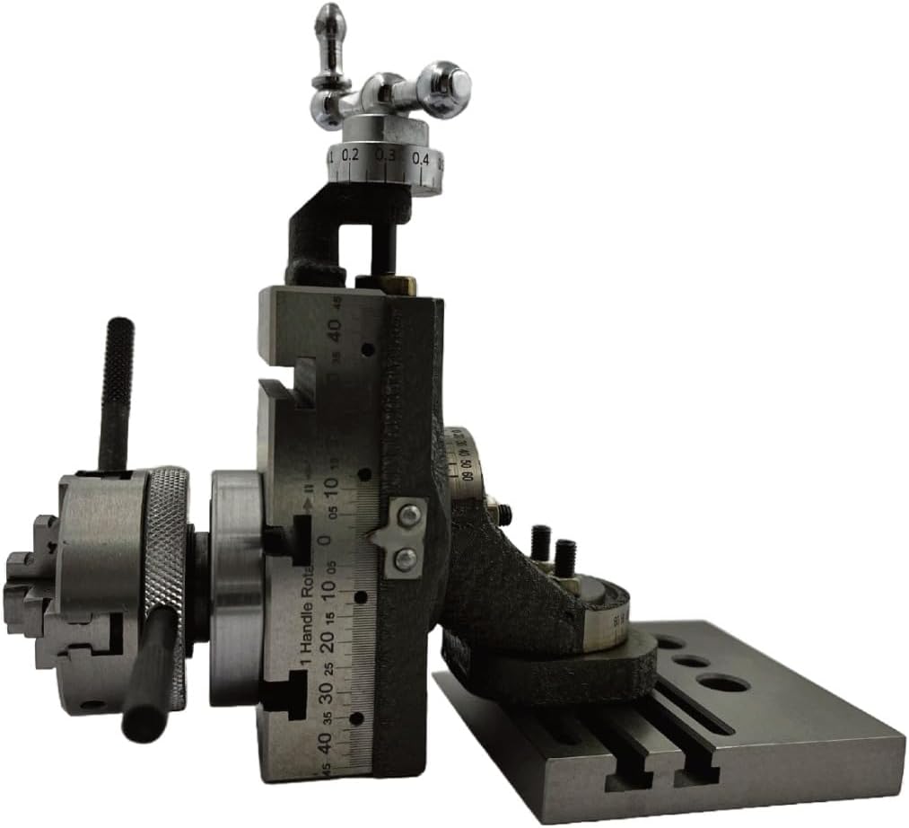 Assorts Mini Swivel Vertical Slide 90x50mm (3-Slot) – 3-Jaw / 4-Jaw Chuck, Base Plate for Mini Lathe Metalworking (Swivel 3-Slot, 4-Jaw, Base Plate)