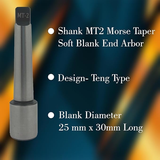 Shank MT2 Morse Taper Soft Blank End Arbor -Lathe Mill Drill Teng Type 25 x 30mm
