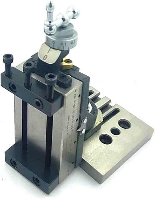 Assorts' Design Patent Mini Vertical Milling Slide with Base Plate- Direct Mounting on 7 x 14 Mini Lathe Machine (Swivel Type- With Clamps)