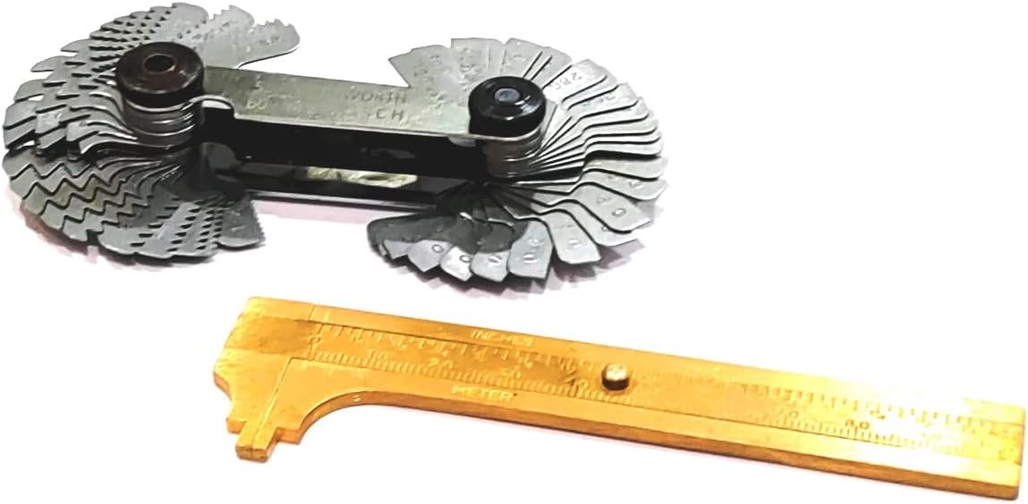 Combo of Thread Pitch Gauge & 4" (100 mm) Brass Vernier Gauge measuring tools