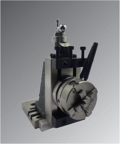 Assorts Mini Vertical Slide 90x50mm (2-Slot) – Fixed & Swivel, 3-Jaw/4-Jaw, Base Plate & Z-Angle Plate for Mini Lathe (Fixed Slide (2-Slot) + 4-Jaw Chuck + Base Plate)