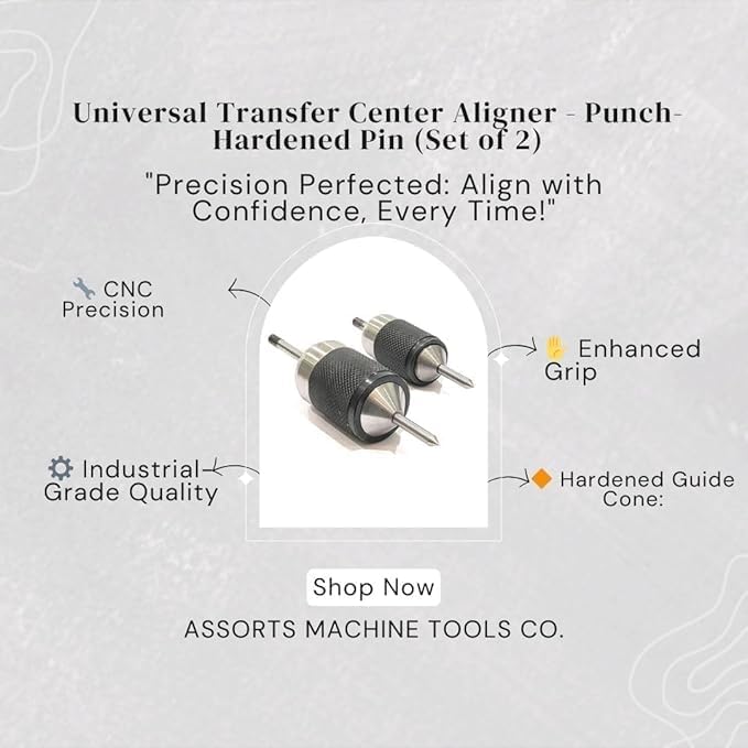 Universal Transfer Center Aligner- Punch-Hardened Pin (Set of (Range (3/8" to 1") and (Range (1/4" to 5/8"))