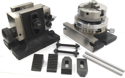 Assort's 3" Inches/ 80 mm Rotary Table With 65 mm-3 Jaws Self Centering Chuck+ Back Plate + Fixing T Nuts Bolts + Suitable Tailstock & M6 Clamp Kit