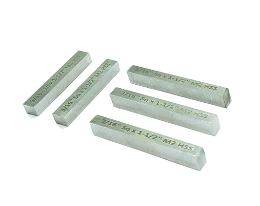 Pack of 5 x HSS M2 Cutting Tool Bits for Milling Fly Cutters & Lathe's Turning Tools (3/16" Square x 1-1/2" Long)