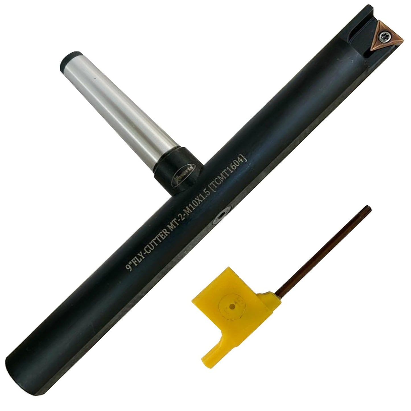 Assorts 9″ Balanced Fly Cutter Indexable Face Milling Cutter with MT2 Shank (M10 × 1.5 Drawbar Thread), Single TCMT1604 Insert, Torx Screw & Star Key Included