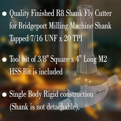 2.5" Inches Head Diameter Fly Cutter R8 Shank (7/16" UNF Drawbar) for Milling Machine with 3/8" Square HSS Tool Bit