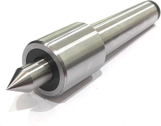Small slim body precision revolving live center for conventional lathe machines under 10 micron run-out & 1500-1800 RPM (MT2)
