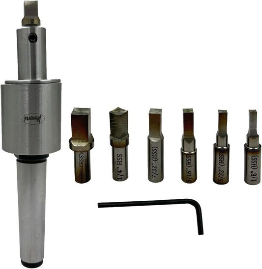 ASSORTS Precision Rotary Broach with MT3 M12 x 1.75 Drawbar Thread and H.S.S Square Punch 7 Pcs– Ideal for CNC, Lathe, Milling & Drilling