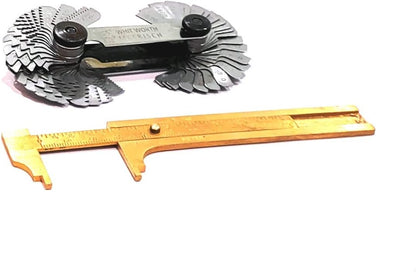 Combo of Thread Pitch Gauge & 4" (100 mm) Brass Vernier Gauge measuring tools