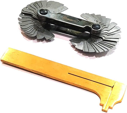 Combo of Thread Pitch Gauge & 4" (100 mm) Brass Vernier Gauge measuring tools