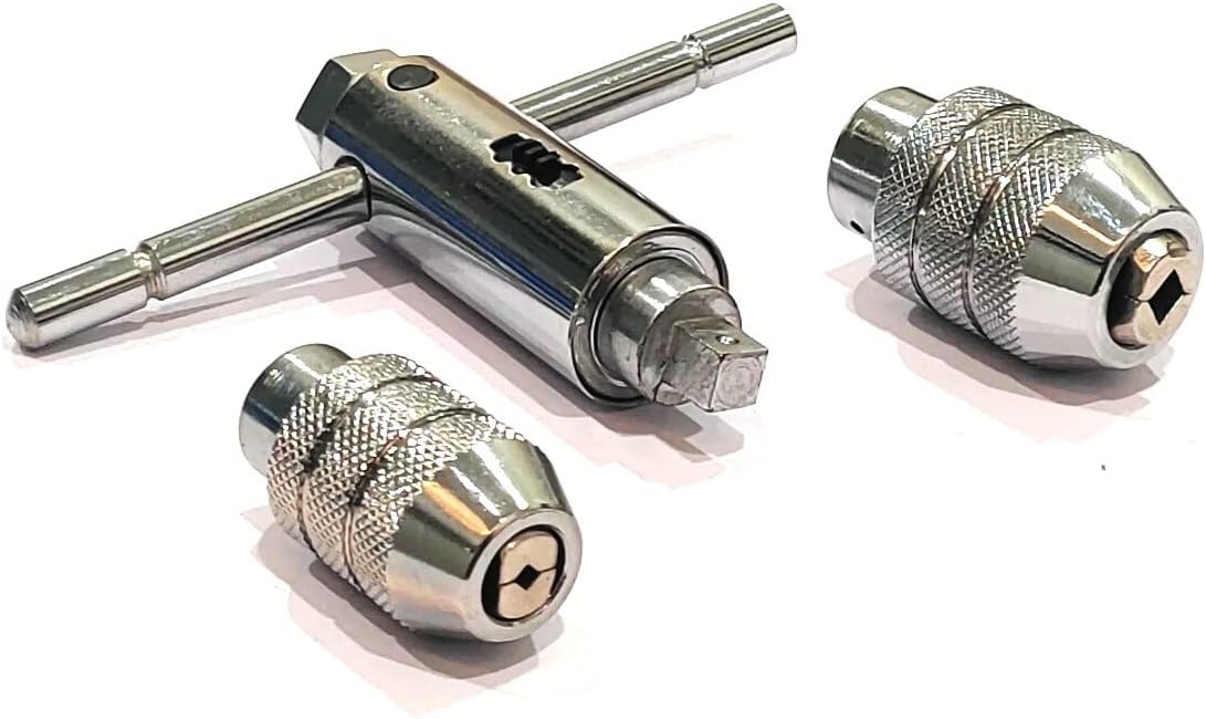 ASSORTS Hand tap wrench II Ratchet Style II Interchangeable heads II Capacities 1/8" to 1/4" (M3 to M6) & 1/4" to 1/2" (M6 to M12)