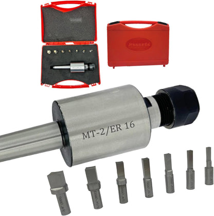 Assorts MT-2 Shank Rotary Broach with ER16 Adapter and 7 Square Broaches