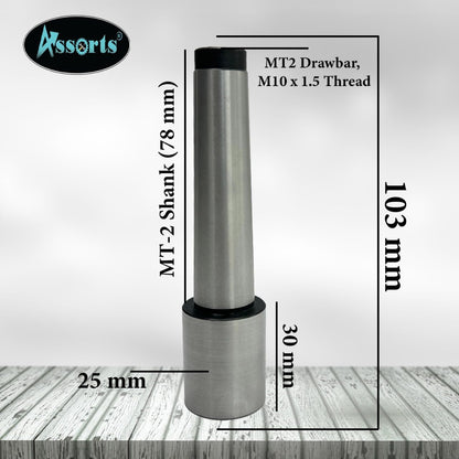 Assorts Re-machinable Soft Stub Blank Arbor for Milling, Lathe, and Drilling – MT2 Drawbar, M10 x 1.5 Thread, Stub Dimensions: 25mm x 30mm