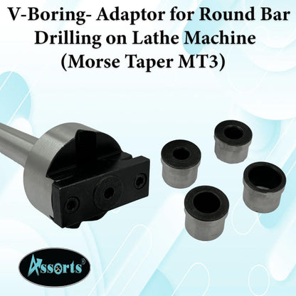 V-Boring- Adaptor for Round Bar Drilling on Lathe Machine (Morse Taper MT3)
