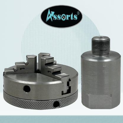 Lathe Spindle Adapter Connects 3/4" x 16 TPI Machine Spindle to M14 x 1 Threaded Chucks (ADAPTOR WITH 70 MM 4 JAW INDEPENDENT CHUCK)