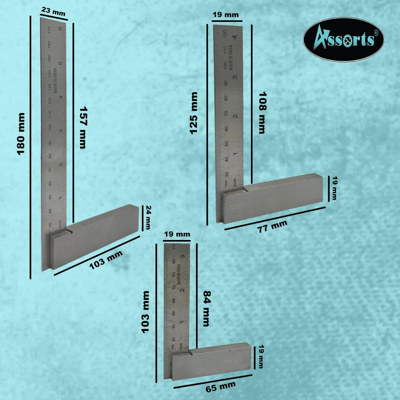 ASSORTS Starter Engineer Kit (Try Squares, Center Square & Carbide Scriber Pen) Wooden Packaging