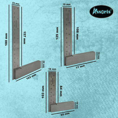 ASSORTS Starter Engineer Kit (Try Squares, Center Square & Carbide Scriber Pen) Wooden Packaging
