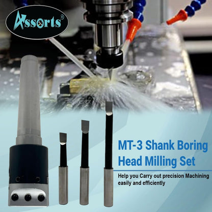 QUALITY PRECISION BORING HEAD DIAMETER 1.5" INCHES WITH CARBIDE TOOLS// 1 DIV: 0.001 THOU (3MT SHANK (BSW 3/8" X 16 TPI DRAWBAR))