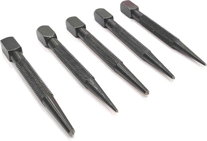 5 Pc square head knurled body grip Center punch-Imperial sizes II Hard & ground tip