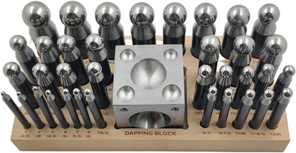 ASSORTS 37pcs Medium Doming Block Swage Punch Set Made of Steel Dapping Die Jewellers Tool