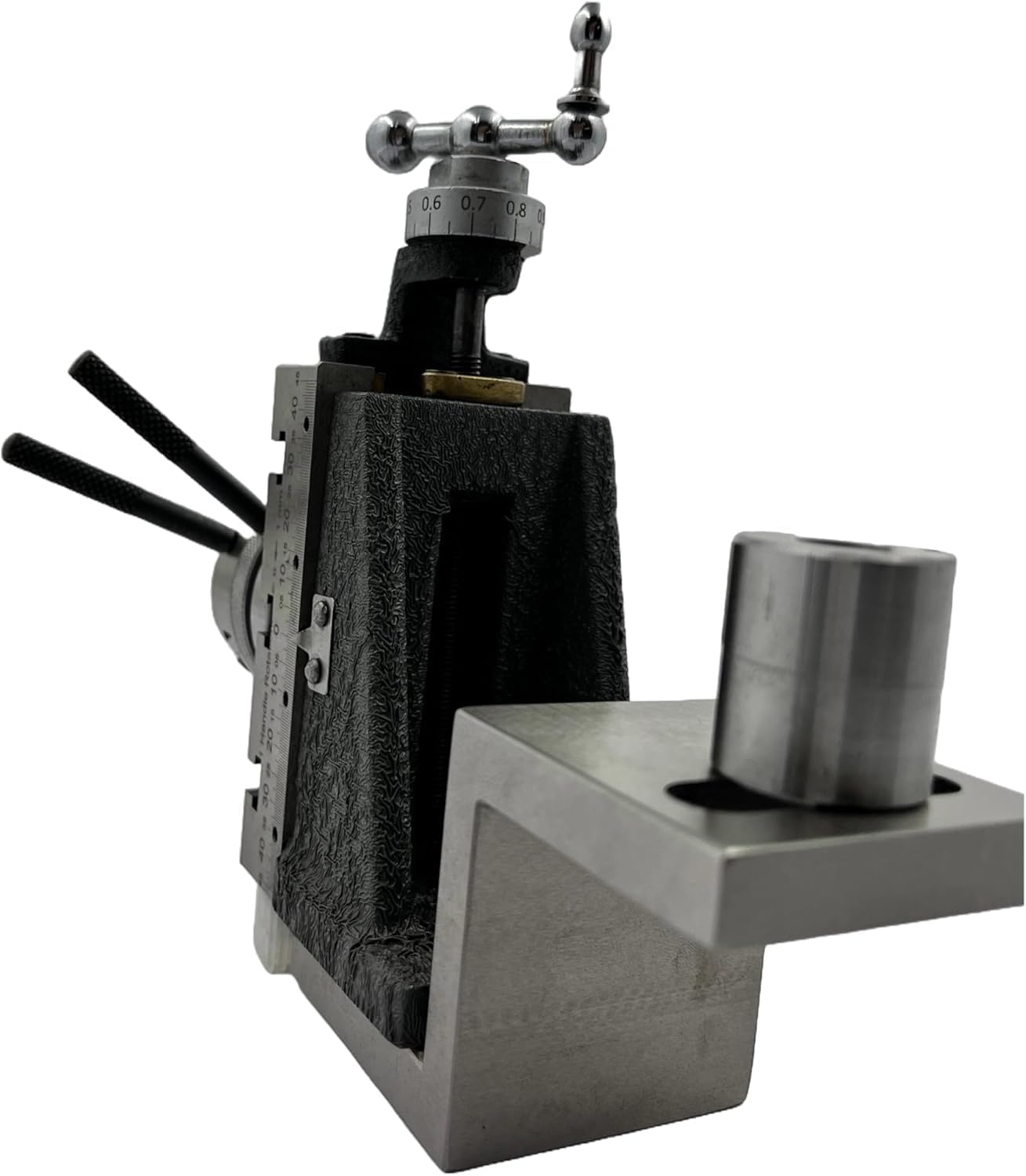 Assorts New Mini Fixed Vertical Slide (90mm x 50mm) with 3-Slots and Precision Side Scale, Z-Angle Plate, and 50mm 4-Jaw Self-Centering Chuck with Back Plate - for Mini Lathe Metalworking Projects