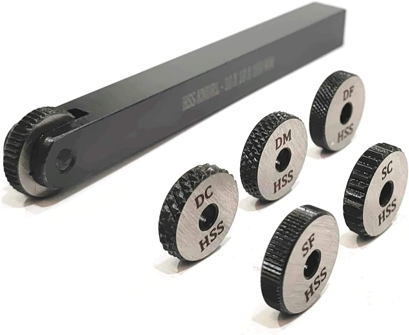 ASSORTS Set of Both Single Wheel Knurling Tool Holder with 5 HSS Knurls | Diamond & Straight Knurl Wheels | Lathe Knurl Tool for Metalworking