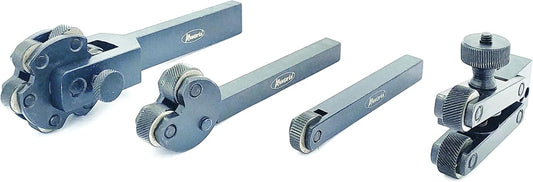 ASSORTS 4-Piece Lathe Knurling Tool Set – Tool Steel Knurling Tools with Hardened EN31 Knurls, Precision-Ground, Epoxy Black Rust-Free Finish, Mixed Sizes & Patterns for Metal Turning