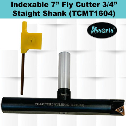 Assorts 7″ Balanced Fly Cutter Indexable Face Milling Cutter with 3/4″ Straight Shank, Single TCMT1604 Insert, Torx Screw & Star Key Included
