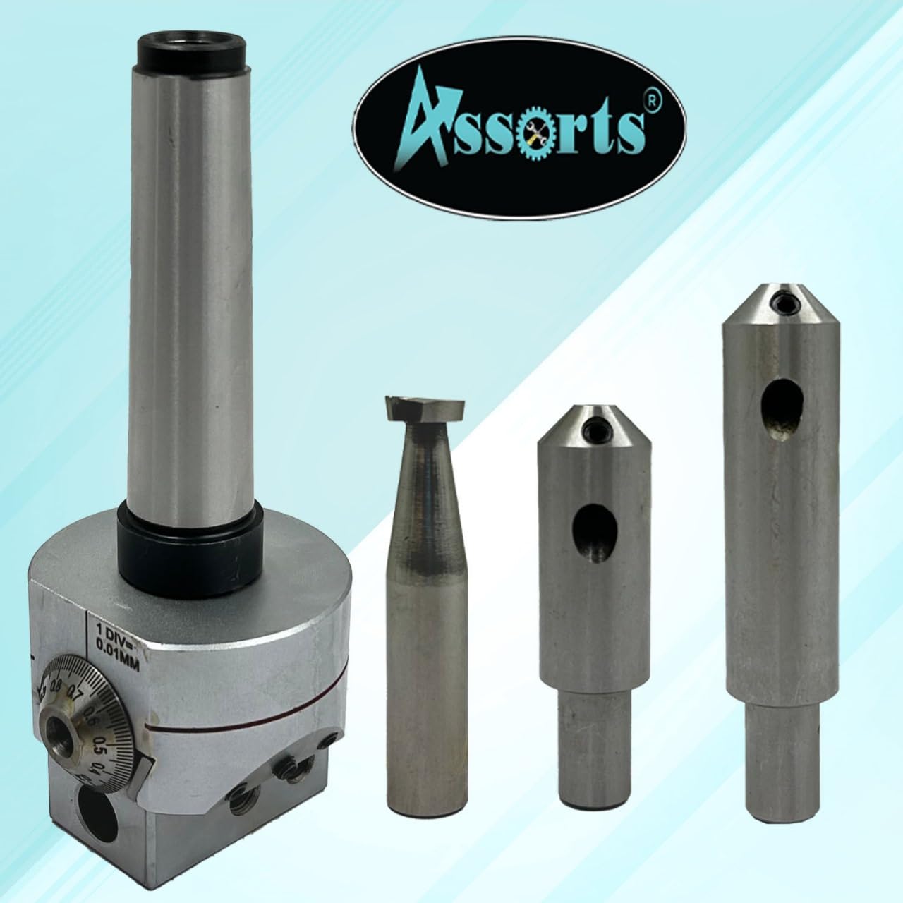 Boring Head Diameter 62 mm with 2 x Fly cutting tool holders & 2 x Carbide Brazed Tools II 1 Division: 0.01 mm