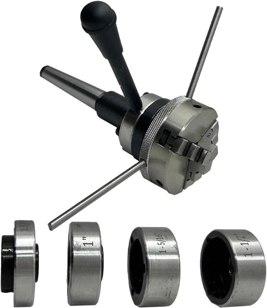 Lathe Tailstock Die Holder 2MT Shank- Tapping Threading Reaming Drilling+ 65 mm 3 jaw Self-Centering Chuck