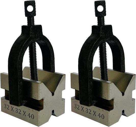 ASSORTS Hardened Tool Steel Vee V Block Pair Set with Clamps (32 x 32 x 40 mm (3/4" Capacity))