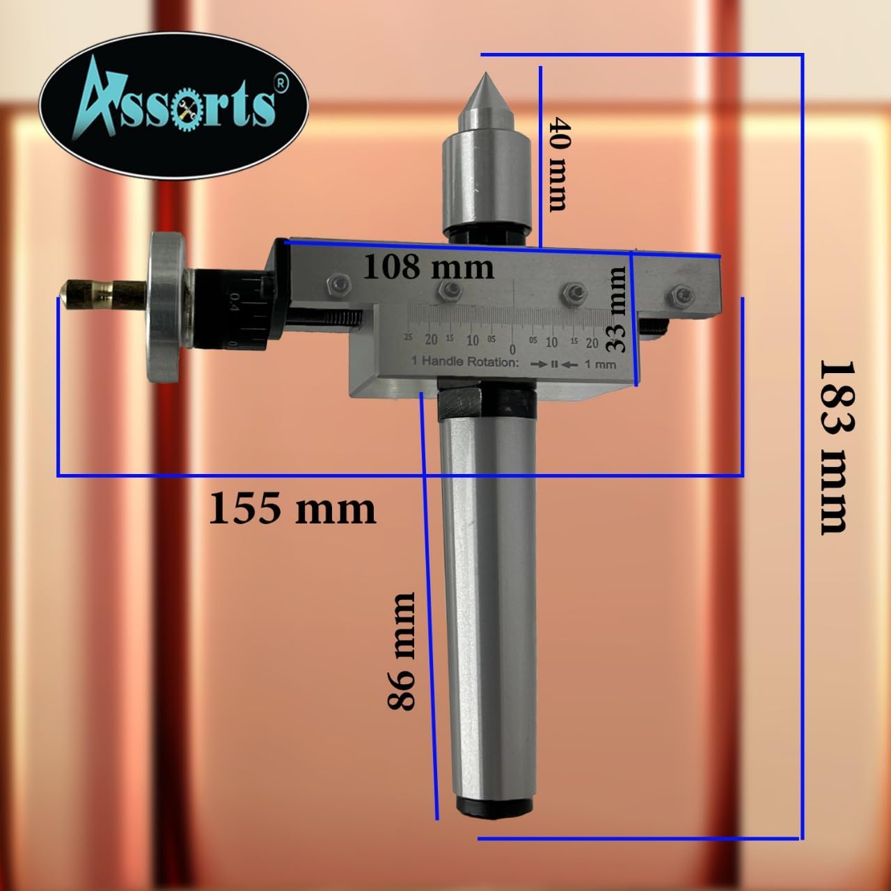 Assorts' Taper Turning Attachment with Live Revolving Center For Turning Tapers on Lathe Machine II Supplied in Plastic Suitcase II Check Working Video in Description (Morse Taper 3MT)