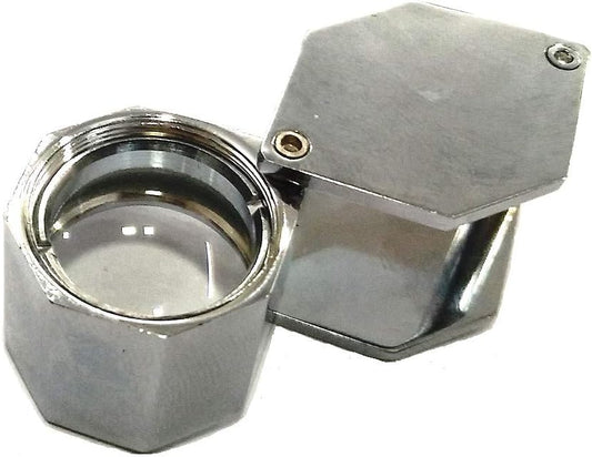 Power 10 X Magnifying Eye LOUPES ZOOMING Eye Glass Art, Craft & Jewelers Hobby Tool (18 MM HEX, Chrome)