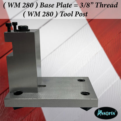 Assorts WM 280 Tool Post with 3/8" Thread Base Plate – Durable and Precise Machining Accessory