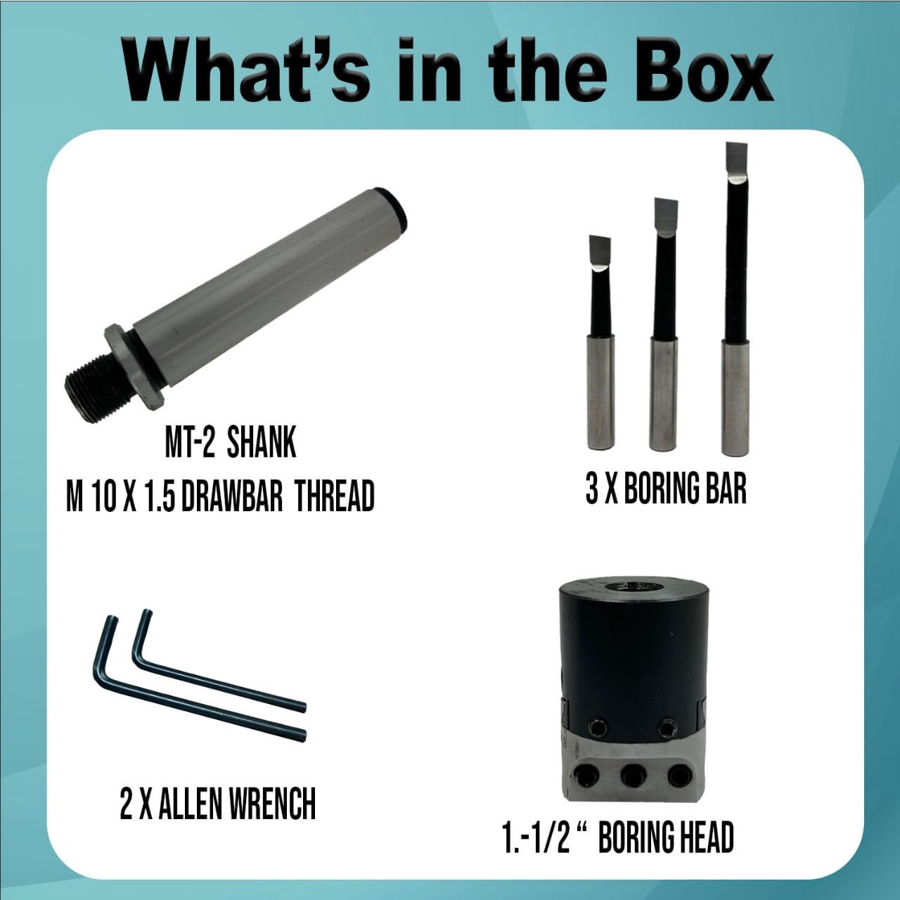 QUALITY PRECISION BORING HEAD DIAMETER 1.5" INCHES WITH CARBIDE TOOLS// 1 DIV: 0.001 THOU (3MT SHANK (M12 X 1.75 DRAWBAR))