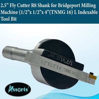 2.5" Fly Cutter R8 Shank for Bridgeport Milling Machine + 1/2" Square HSS Tool Bit Bit