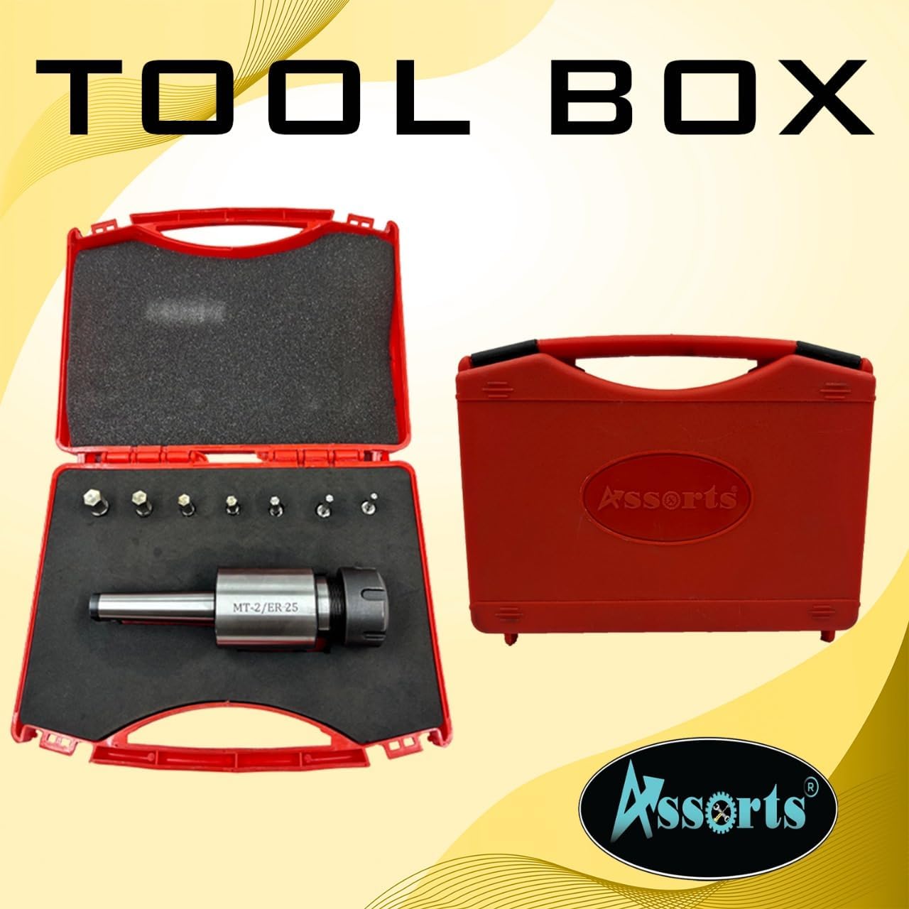 MT2 Shank Rotary Broach with ER-25 Adapter 7 Hex Broaches Set - Precision Machining Tool Kit