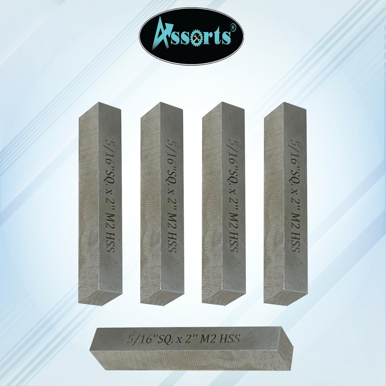 Assorts Pack of 5 x HSS M2 Cutting Tool Bits for Milling Fly Cutters & Lathe's Turning Tools (5/16" Square x 2" Long)