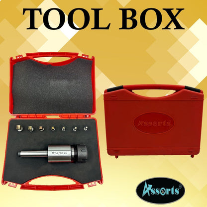 MT2 Shank Rotary Broach ER-25 Adapter with 7 Square Punches