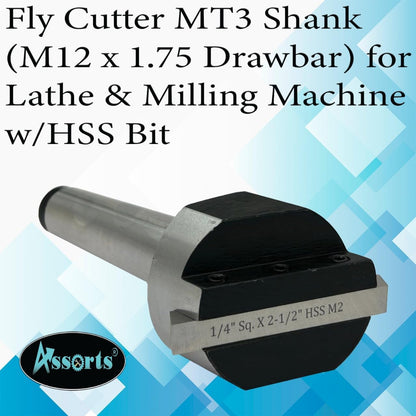 Fly Cutter MT3 Shank (M12 x 1.75 Drawbar) for Lathe & Milling Machine with HSS Bitx