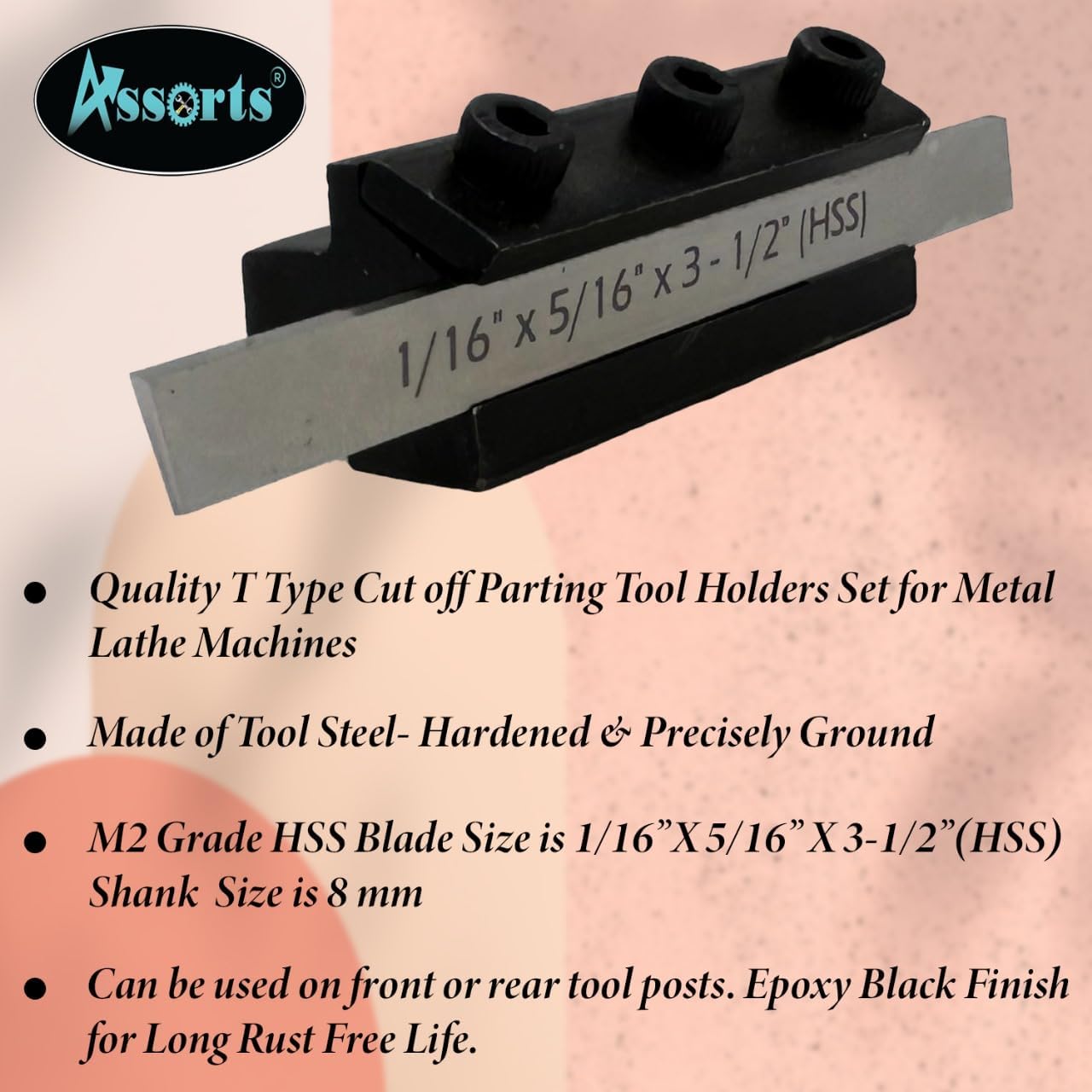 8mm Shank Parting Tool with Blade Size 1/16" x 5/16" x 3-1/2" - Precision Cutting Tool for Metalworking