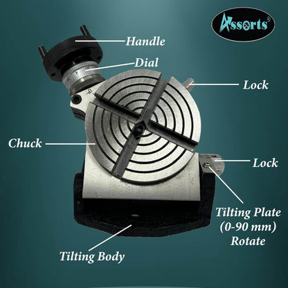 Assorts 4" Inches (100 mm) 4 slots Tilting Rotary Table for Milling Machines