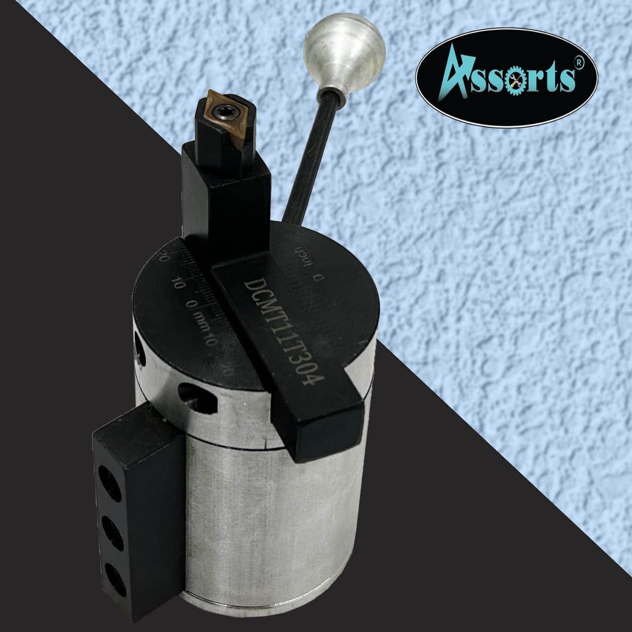 Assorts Heavy-Duty Radius Ball Turning Attachment for 7x14 & 7x16 Mini Lathes – DCMT11T304 Carbide Insert – Max 65mm Radius – Concave & Convex Metal Balls – Bearing Base 0–90°