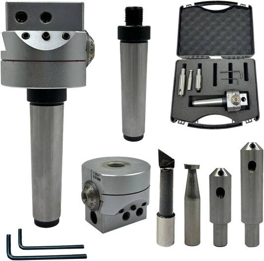 Boring Head 62 mm Diameter for Lathe, milling Machine Tools Accessories with Fly Cutters, Carbide brazed Tool Sets // 1 div=0.01 mm (Morse Taper mt3 (m12 x 1.75 Drawbar))