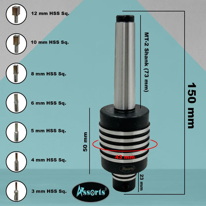 Assorts Lathe's Live Revolving Center MT-2 Shank Teng Style Featuring Square Tool and Rotary Broach (HSS) for Superior Machining Accuracy and Versatility (mm)