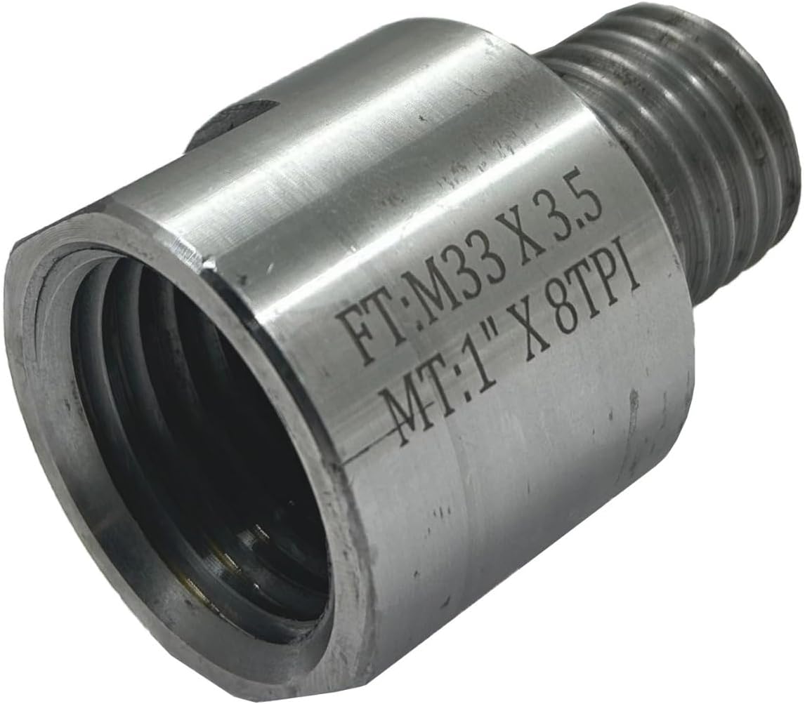 Quality Woodworking Lathe Headstock Spindle Adapter (FT M33 x 3.5 to MT 1" x 8 TPI)
